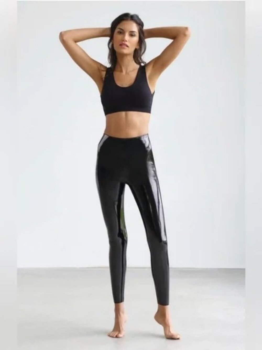 Commando Shiny Patent Faux Patent Leather Black Leggings M